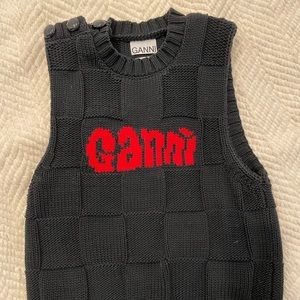 Ganni black sweater vest.